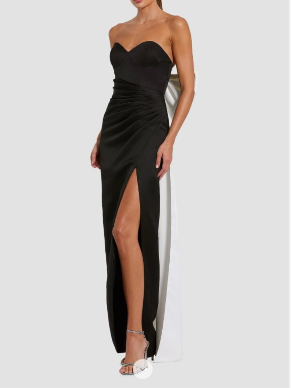 Mac Duggal Strapless Bustier Gown Size 6 (Black & White)
